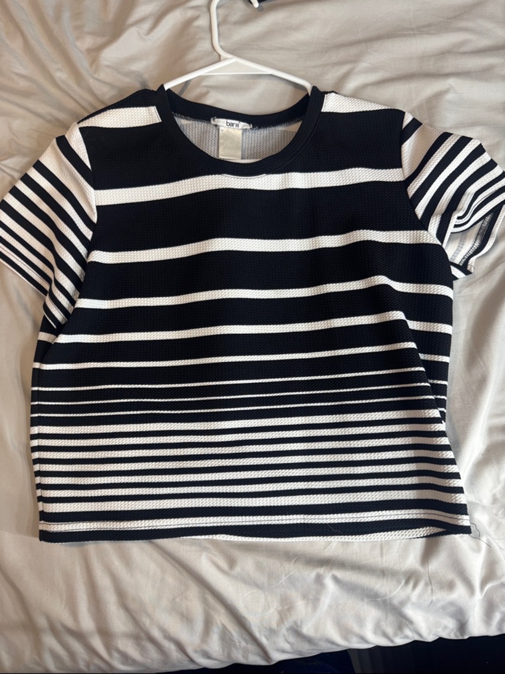 Bar III Black and White Striped Crop Top